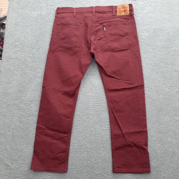 Levis Mens 513 Slim Straight Burgundy Jeans W38 L30 Cotton - Picture 2 of 10